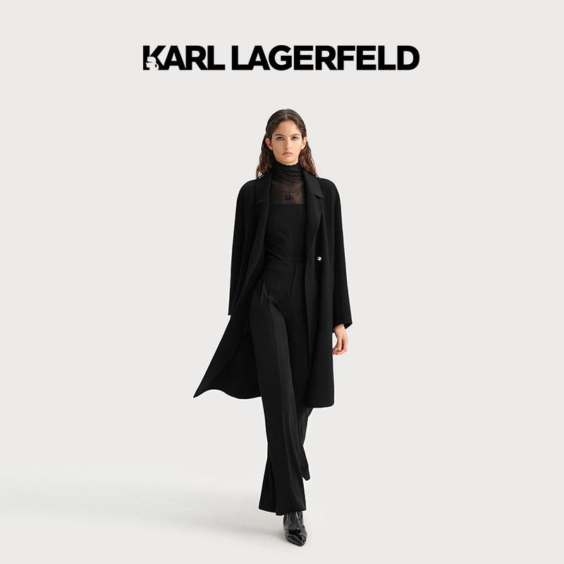【官方】KARL LAGERFELD卡尔拉格斐秋长款双排扣羊毛大衣E37W1599
