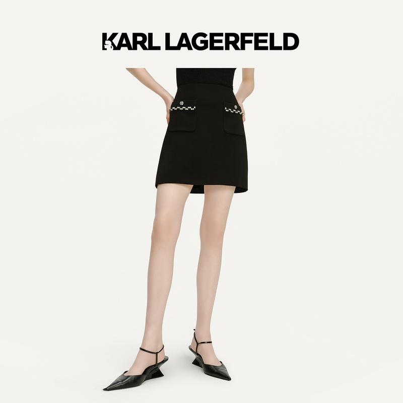 【官方】KARL LAGERFELD卡尔拉格斐25新款黑色半裙老佛爷241L1244