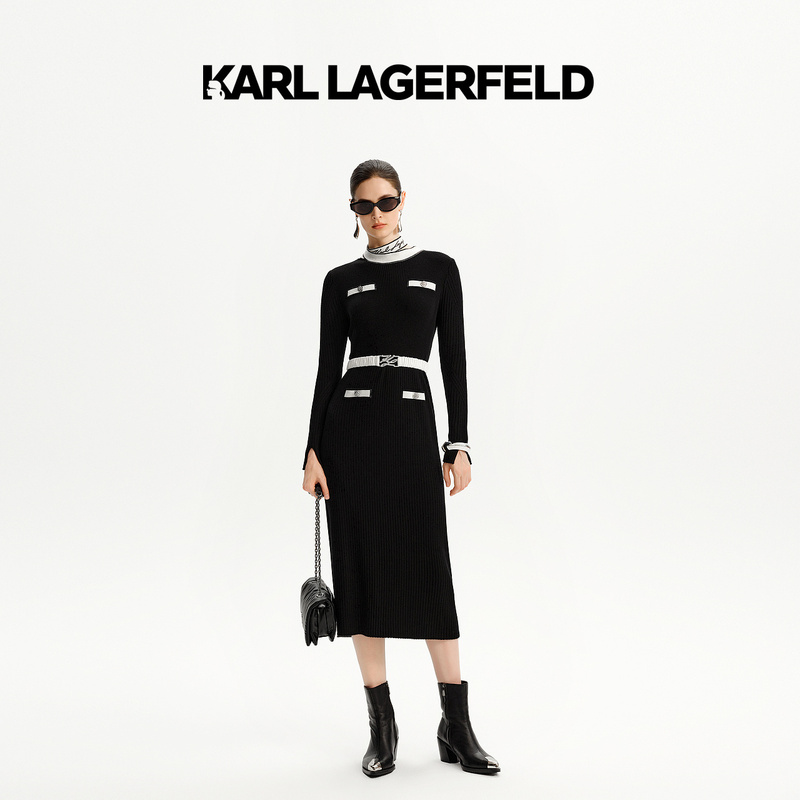 【小白专属】KARL LAGERFELD卡尔拉格斐长袖连衣裙老佛爷K27E1330