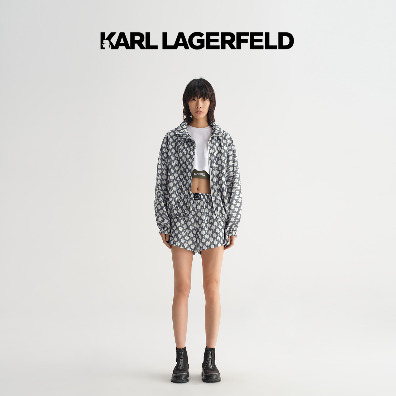【优价】KARL LAGERFELD卡尔拉格斐春季款满印休闲夹克231L1517