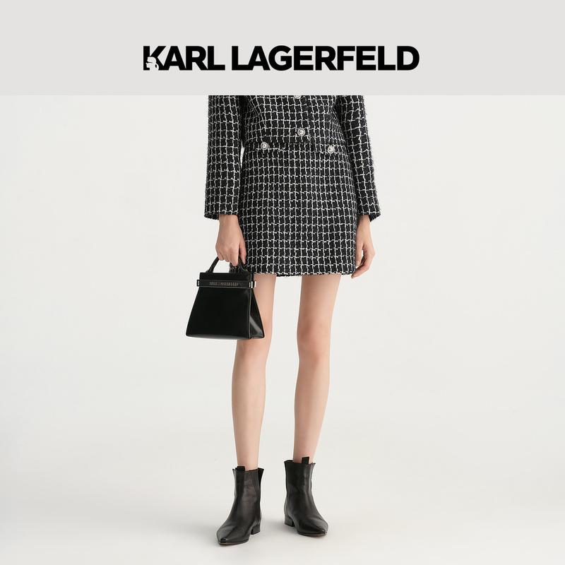 【李老板专属】KARLLAGERFELD秋撞色格纹花呢短款半裙E36W1204