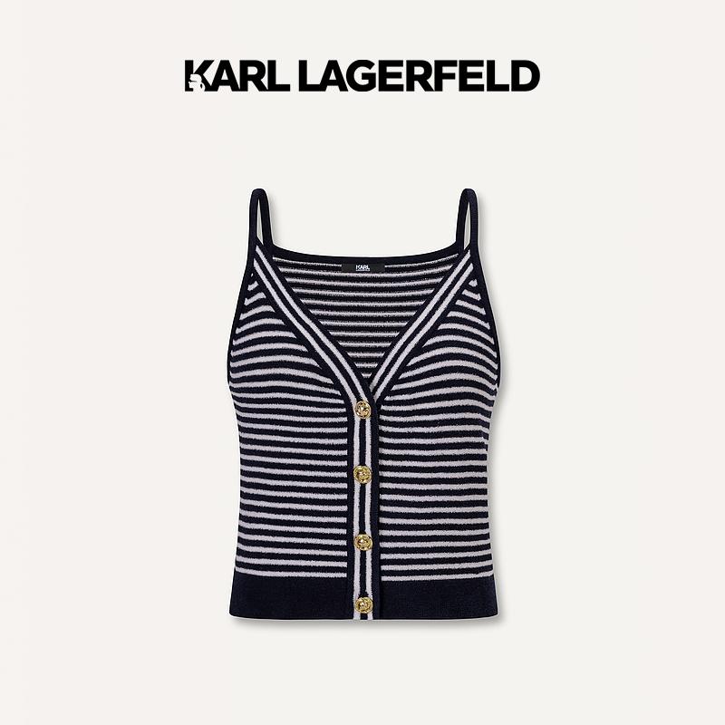 【大可专属】KARLLAGERFELD春撞色条纹针吊带织背心E41W2013