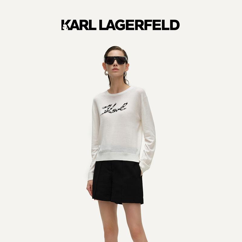 KARL LAGERFELD卡尔拉格斐2024早春刺绣针织套头衫241L2009