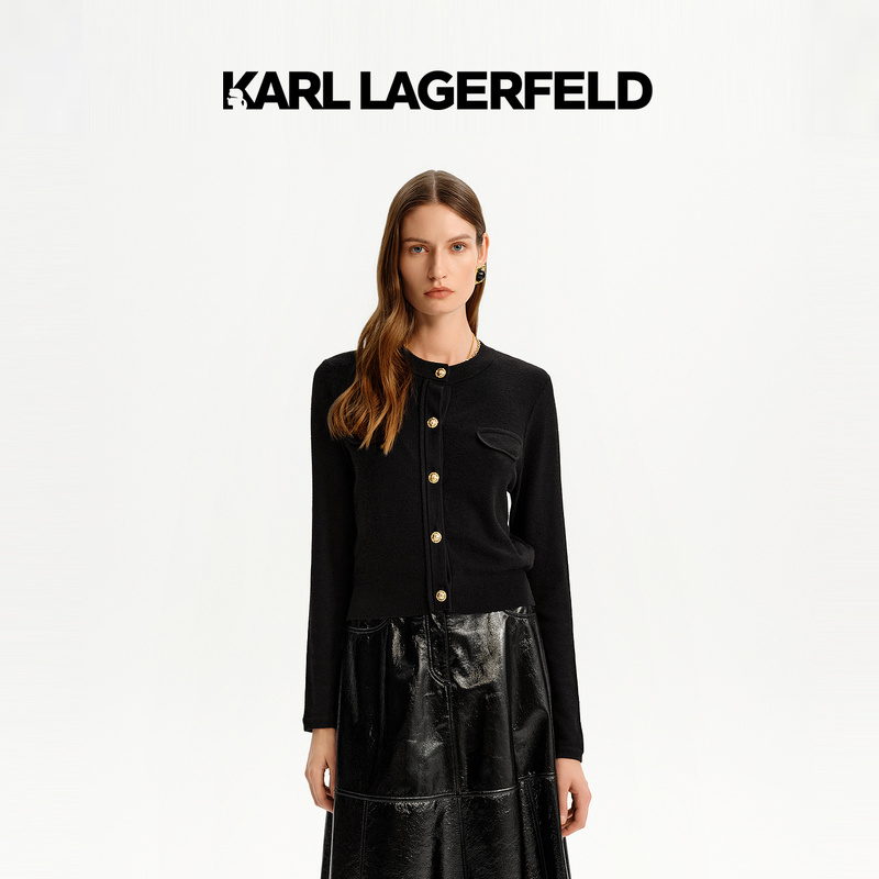 【朱迪专属】KARL LAGERFELD24长袖小花边开衫老佛爷K27E2215