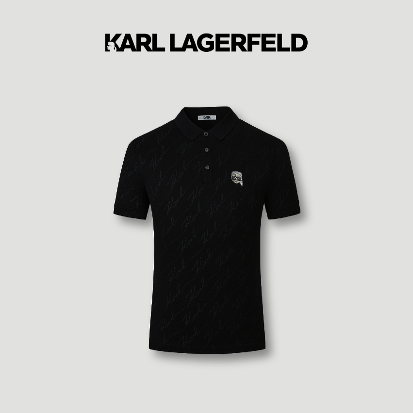 【臻享男装】KARL LAGERFELD卡尔拉格斐钻饰提花男Polo衫231N1711
