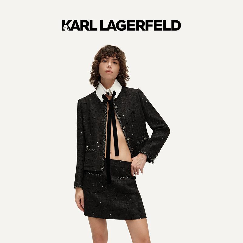 【官方】KARL LAGERFELD卡尔拉格斐春花呢花边小香风外套E41W1519