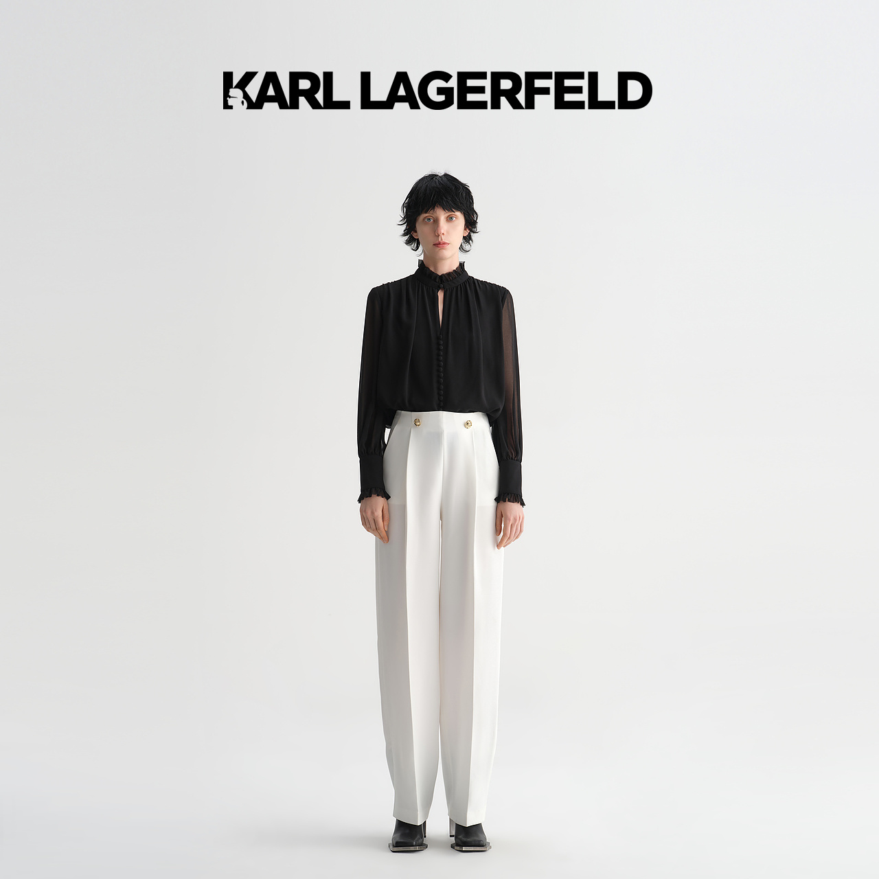 【晨粉专享价】KARLLAGERFELD春季新款裁剪西装裤老佛爷231L1002