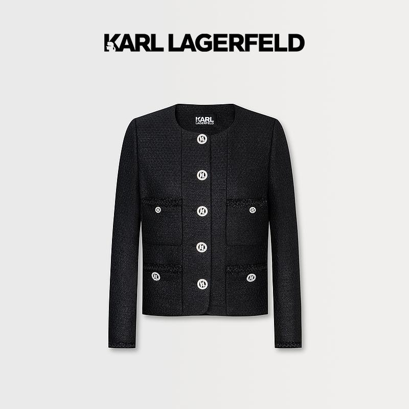 KARL LAGERFELD卡尔拉格斐2023秋款款粗花呢短夹克老佛爷237W1599