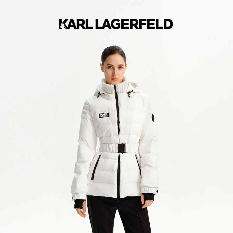 KARL LAGERFELD卡尔拉格斐2024冬季新款拼接羽绒服老佛爷K27E4011