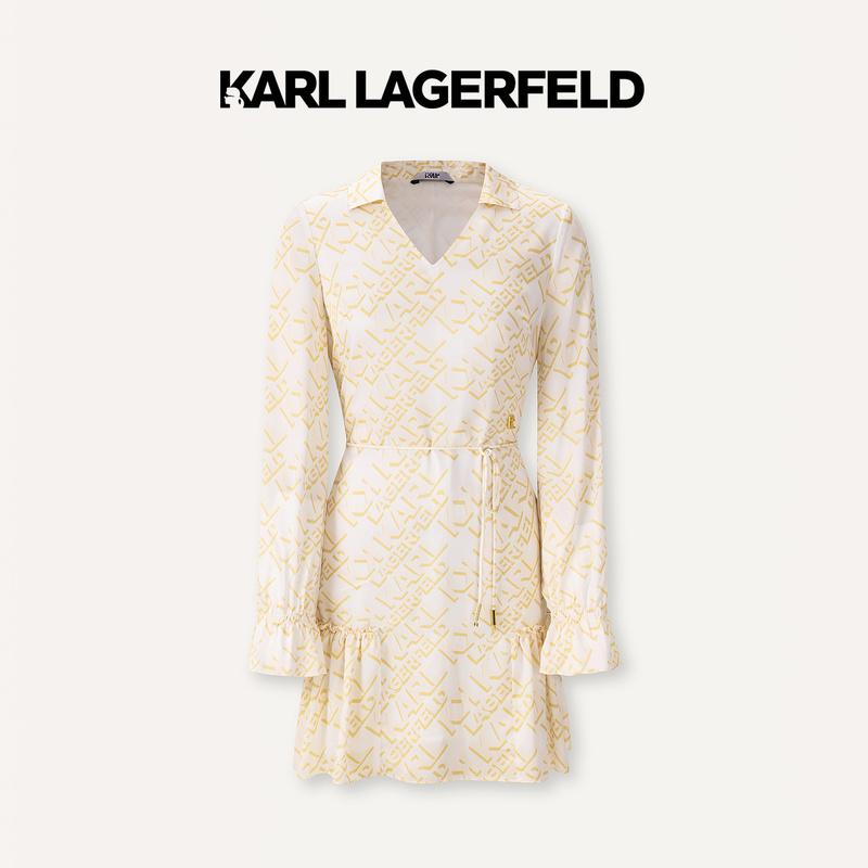 【粉丝专享】KARLLAGERFELD2024春款荷叶边收腰梭织E41W1302