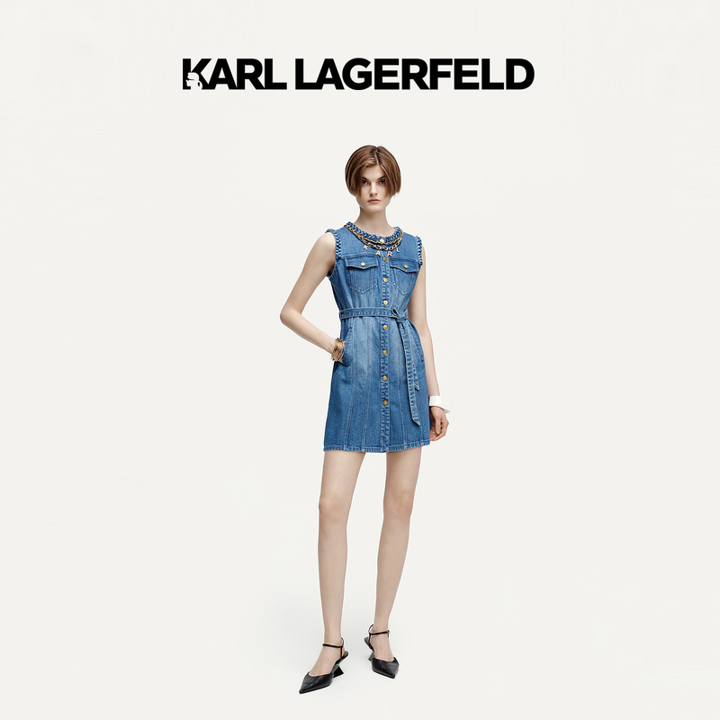 【官方】KARL LAGERFELD卡尔拉格斐2024秋牛仔连衣裙K26L1356