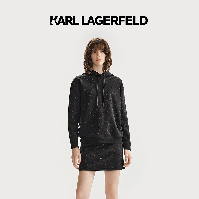 【小熊专属】KARLLAGERFELD新款镶钻套头连帽卫衣236L1810