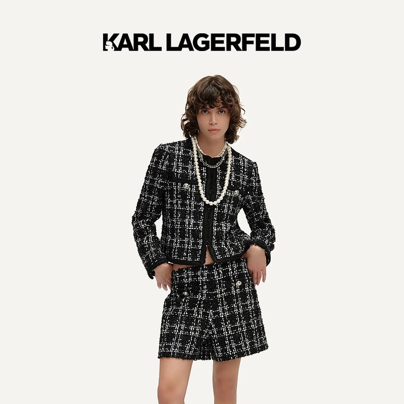 【诗语专属】KARLLAGERFELD春小香风格纹箱型外套M146