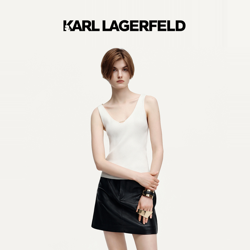 【官方】KARL LAGERFELD卡尔拉格斐24秋金属装饰背心老佛爷K26L2151