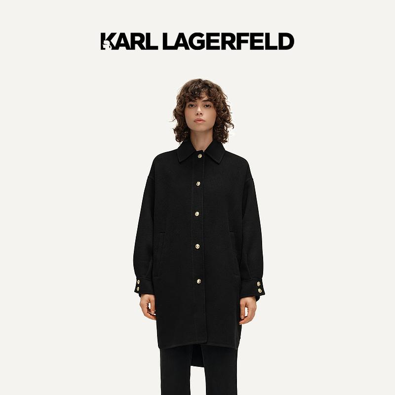 【星线好物】KARL LAGERFELD翻领宽松羊毛大衣老佛爷E37W15C0