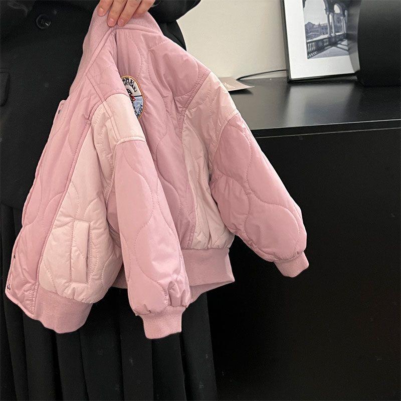 女童棉衣秋冬装2023冬季宝宝洋气拼色加厚保暖棉服儿童棒球服D57