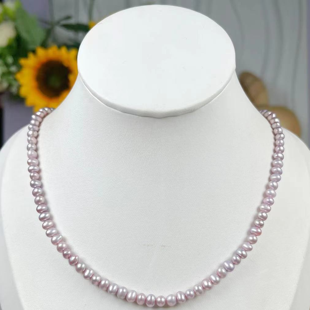 【紫气东来项链】4-5mm淡水无核珍珠s925银项链百搭时尚  XL80115SY