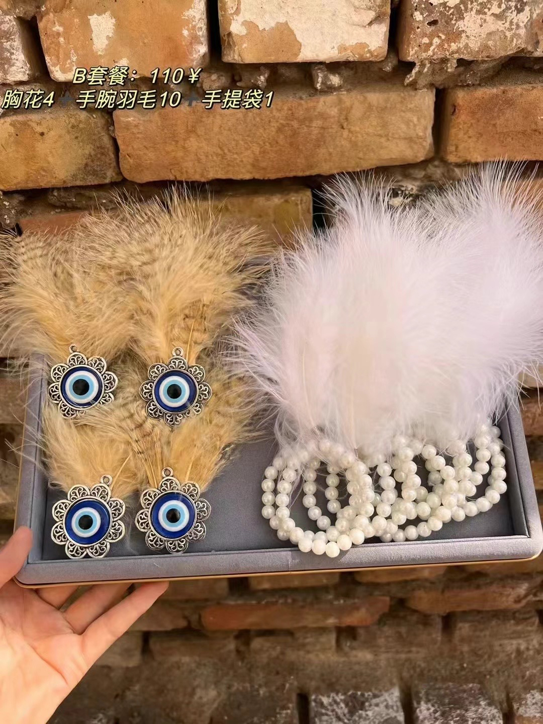 民族风手腕花胸花套餐 精致又百搭