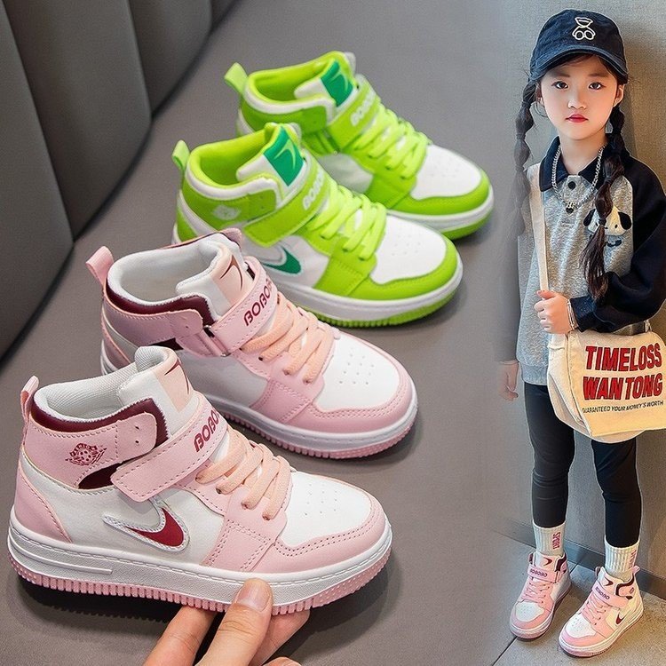 回力瑞女童鞋秋冬款儿童运动鞋休闲中大童高帮板鞋软底时尚运动鞋