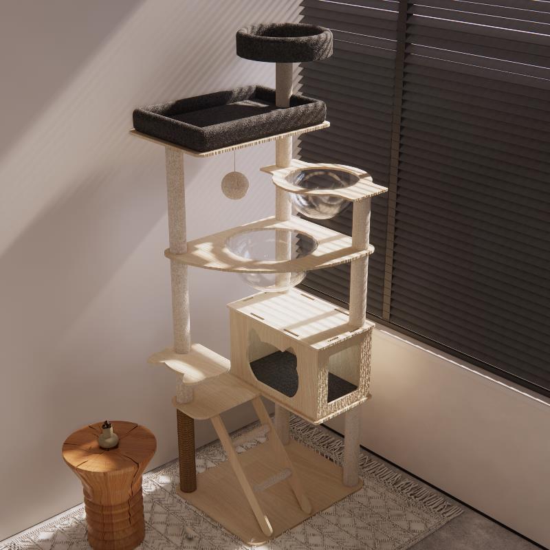 猫爬架猫窝猫树一体实木太空舱通天柱猫架子剑麻玩具猫咪用品大全