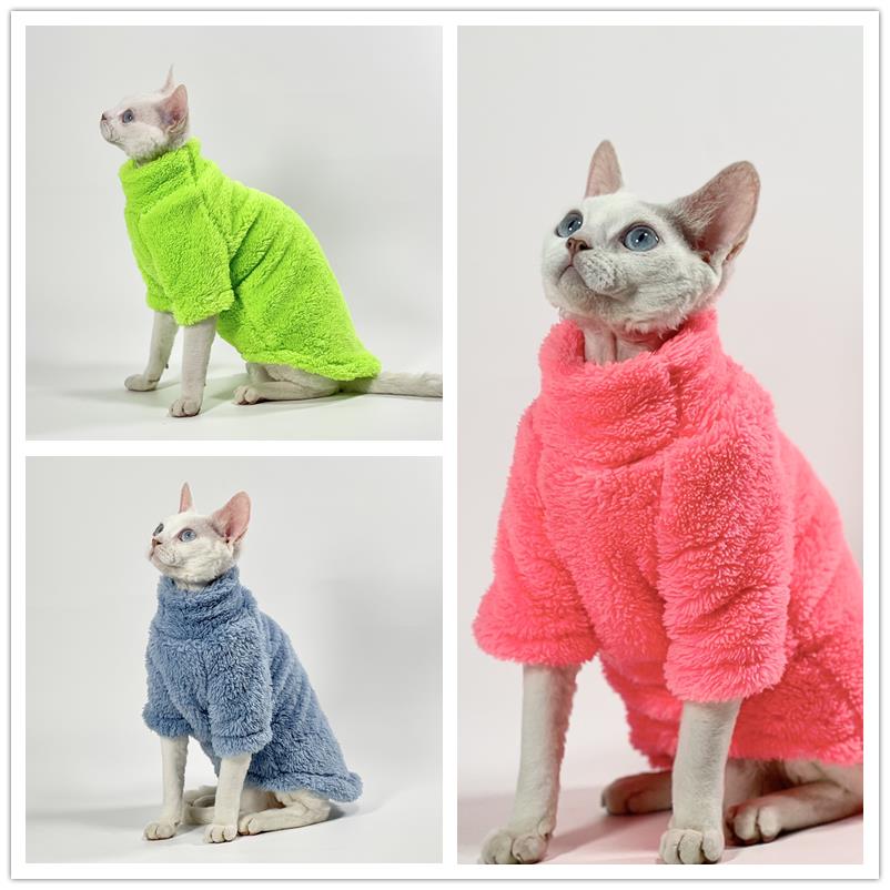斯芬克斯无毛猫德文衣服季加厚珊瑚绒保暖打底潮牌加绒护肚棉袄