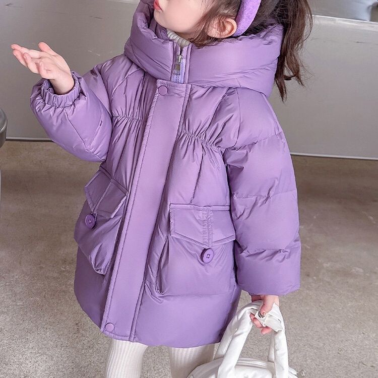 鸭鸭女童羽绒服冬装2023新款洋气羽绒服儿童中长款冬季加厚外套