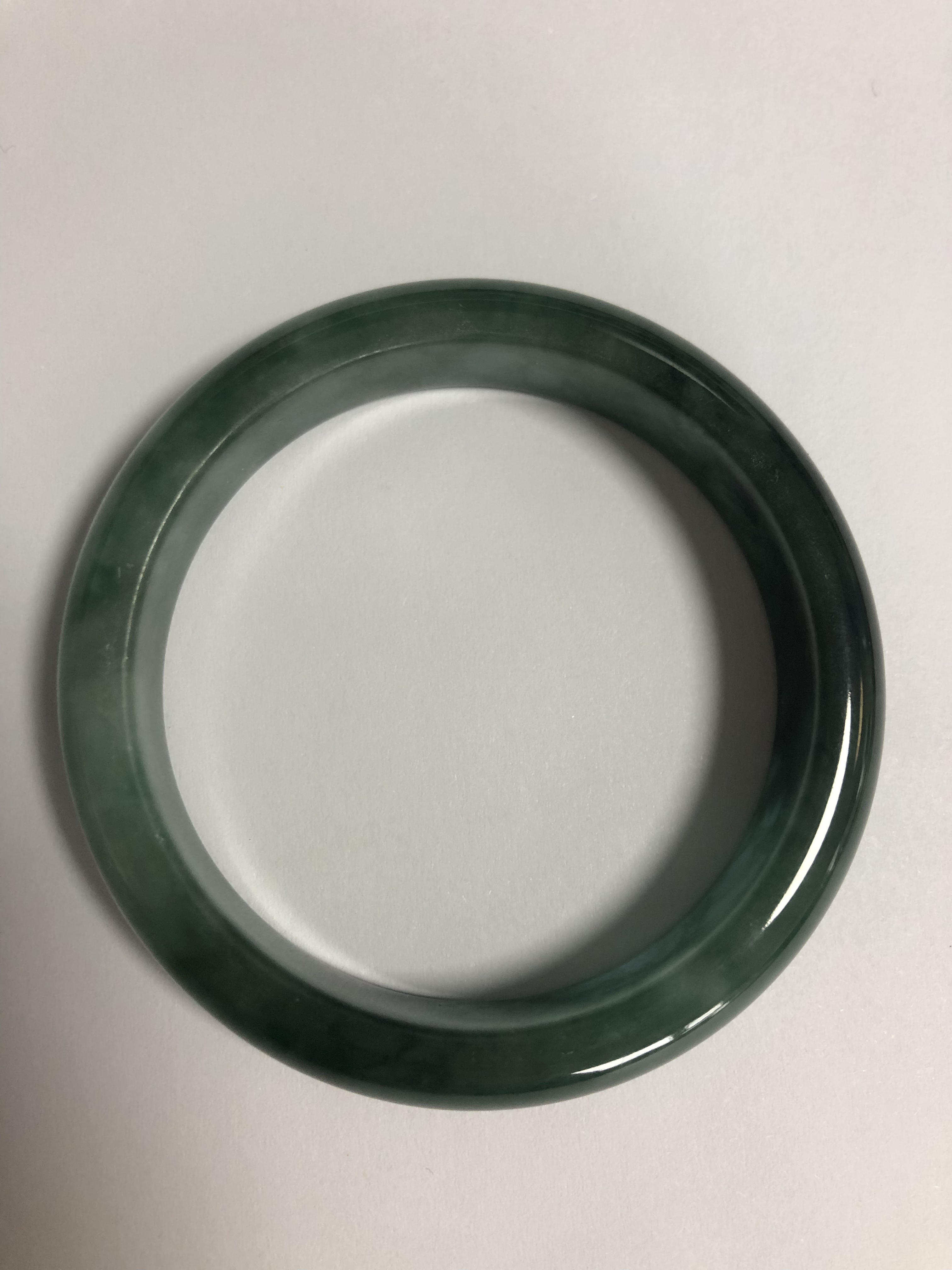 H363翡翠墨绿手镯圈口54