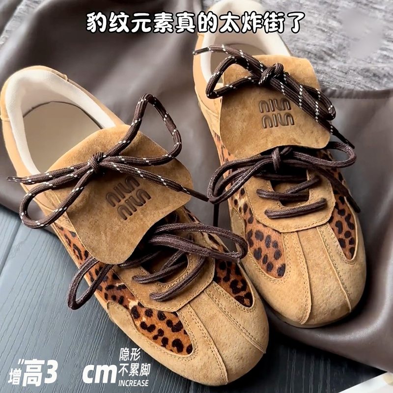 复古德训鞋女2025新款夏季厚底内增高百搭翻盖阿甘鞋软底板鞋