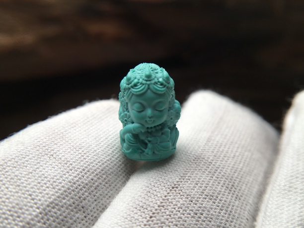 原矿绿松石绿度母宝宝佛背云顶珠配珠立体圆雕指尖艺术按个售