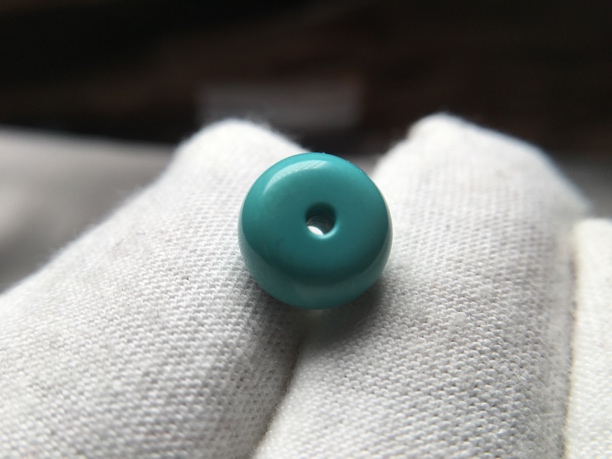 原矿绿松石鼓珠扣子面包圈直径10.2#6 玉化料整体干净