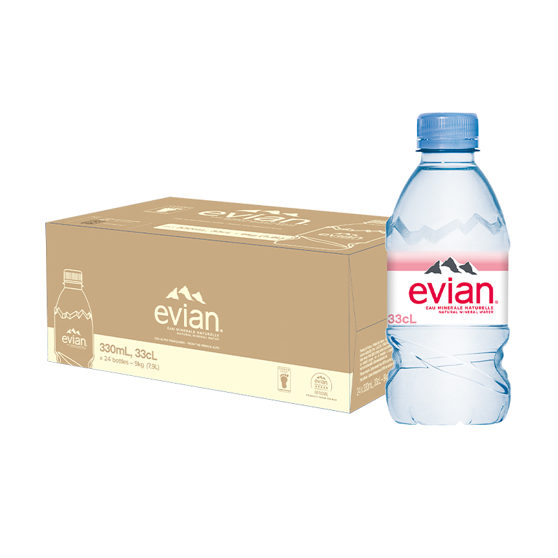 新货巴黎水依云法国进口饮用矿泉水330ml/500ml *24瓶