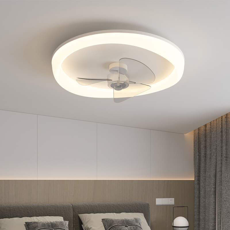 风扇灯创意led吸顶灯简约现代奶油卧室灯圆形客厅灯餐厅房间灯具