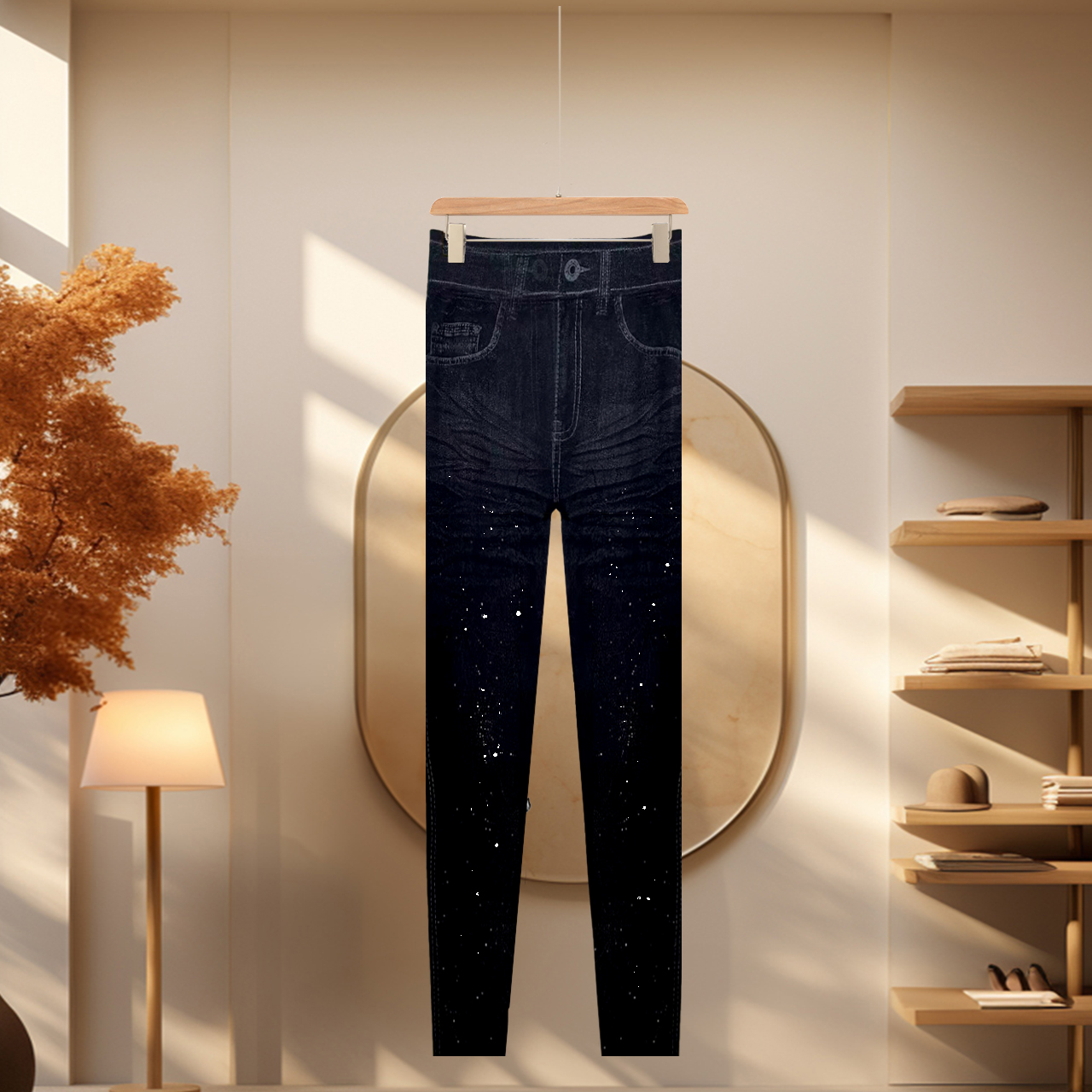 轻简主义-满天星-休闲运动时尚高弹力重工镶钻显瘦小脚裤9946