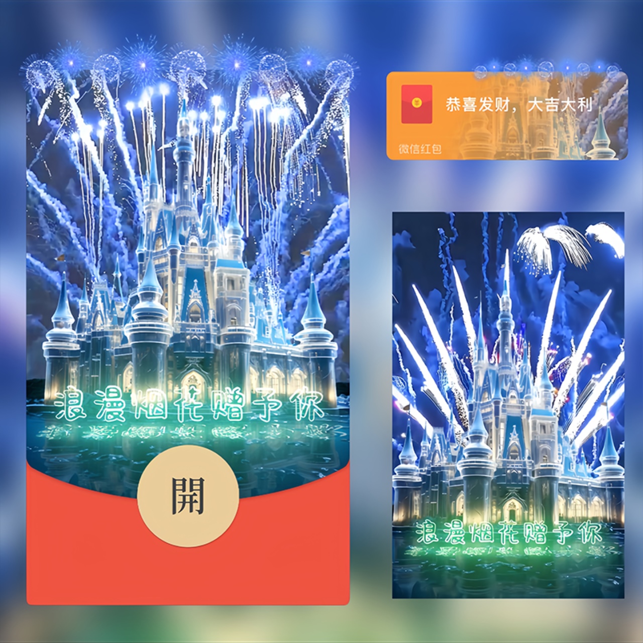 新版红包封面浪漫烟花赠予你设计服务微信红包动态音乐特效仪式