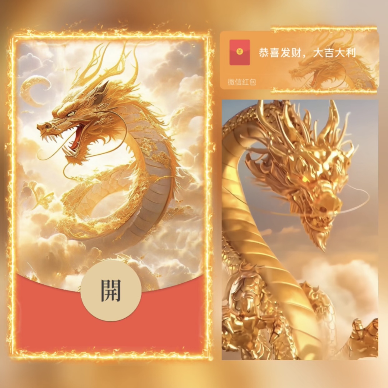 新版红包封面金龙飞天设计服务微信红包动态音乐特效仪式