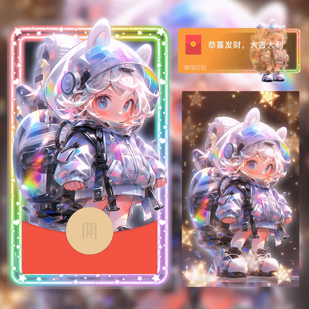 新版红包封面彩虹女孩设计服务微信红包动态音乐特效仪式