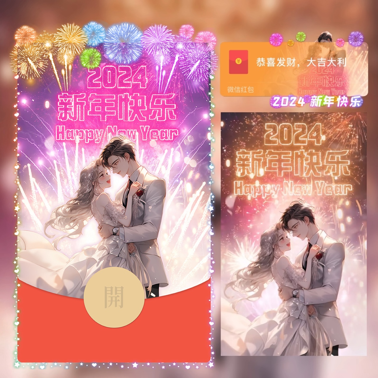 新版红包封面2024新年情侣设计服务微信红包动态音乐特效仪式