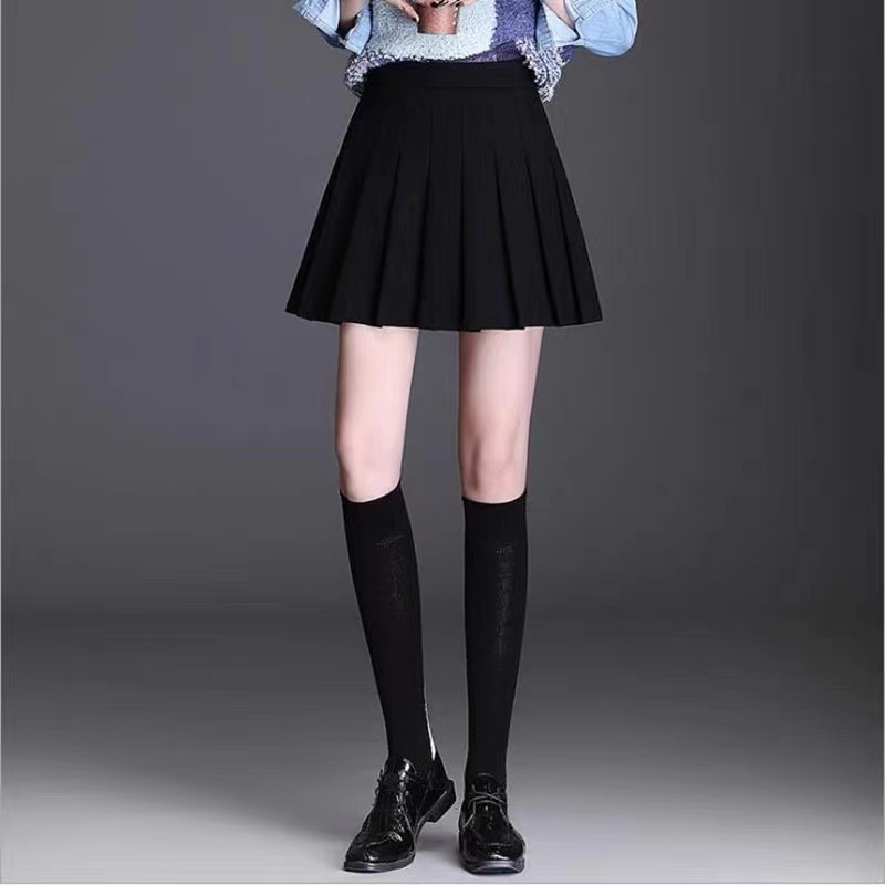 【商场同款】高腰黑色百褶裙秋冬A字防走光显瘦百搭半身裙女1200184