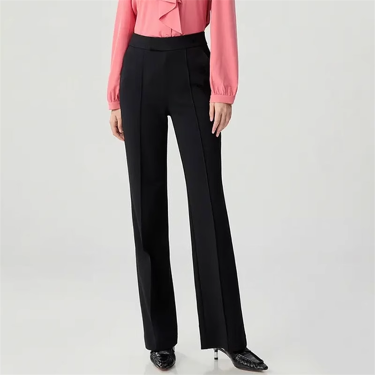 【商场同款】四面弹直筒裤中高腰纯色微喇裤显瘦休闲裤女1100497