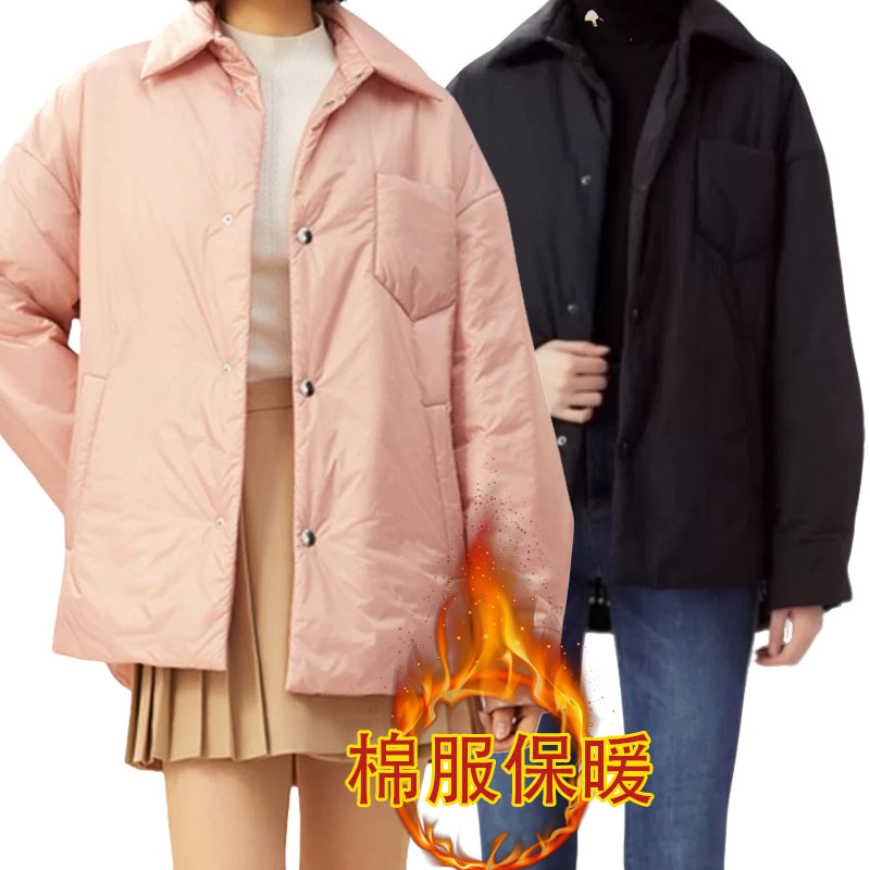 【商场同款】宽松保暖翻领棉服冬季新款简约百搭连帽外套5400658