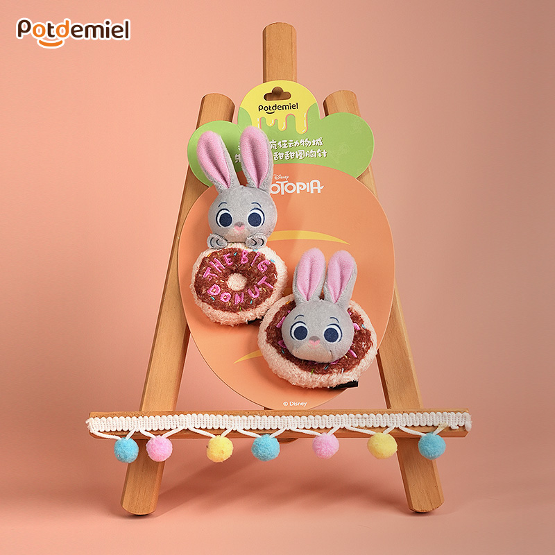 potdemiel迪士尼草莓熊疯狂动物城朱迪甜甜圈胸针