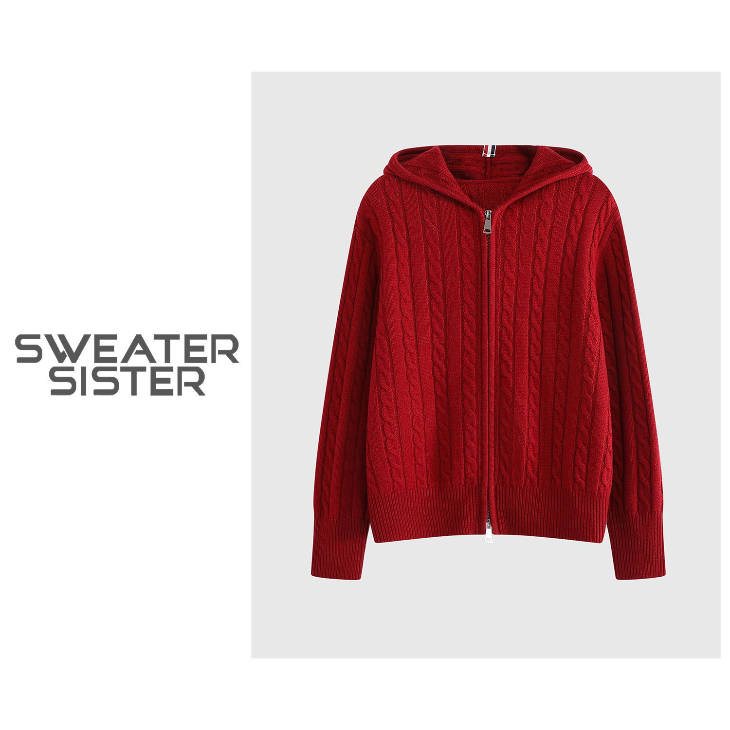 洋气拉链连帽开衫外套羊毛针织衫女174-24317