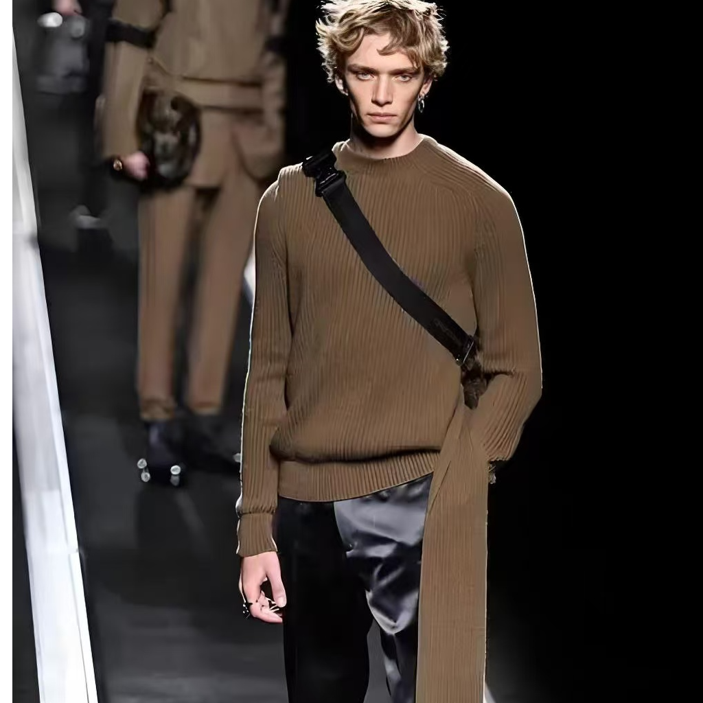 1059-高级轻奢百搭休闲蓝色提花男士软牛仔外套时尚潮牌