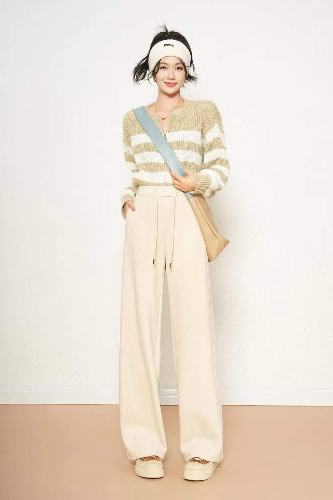 NO退2024秋冬安可拉红绵羊毛阔腿裤女垂坠感直筒裤显瘦显腿长厚