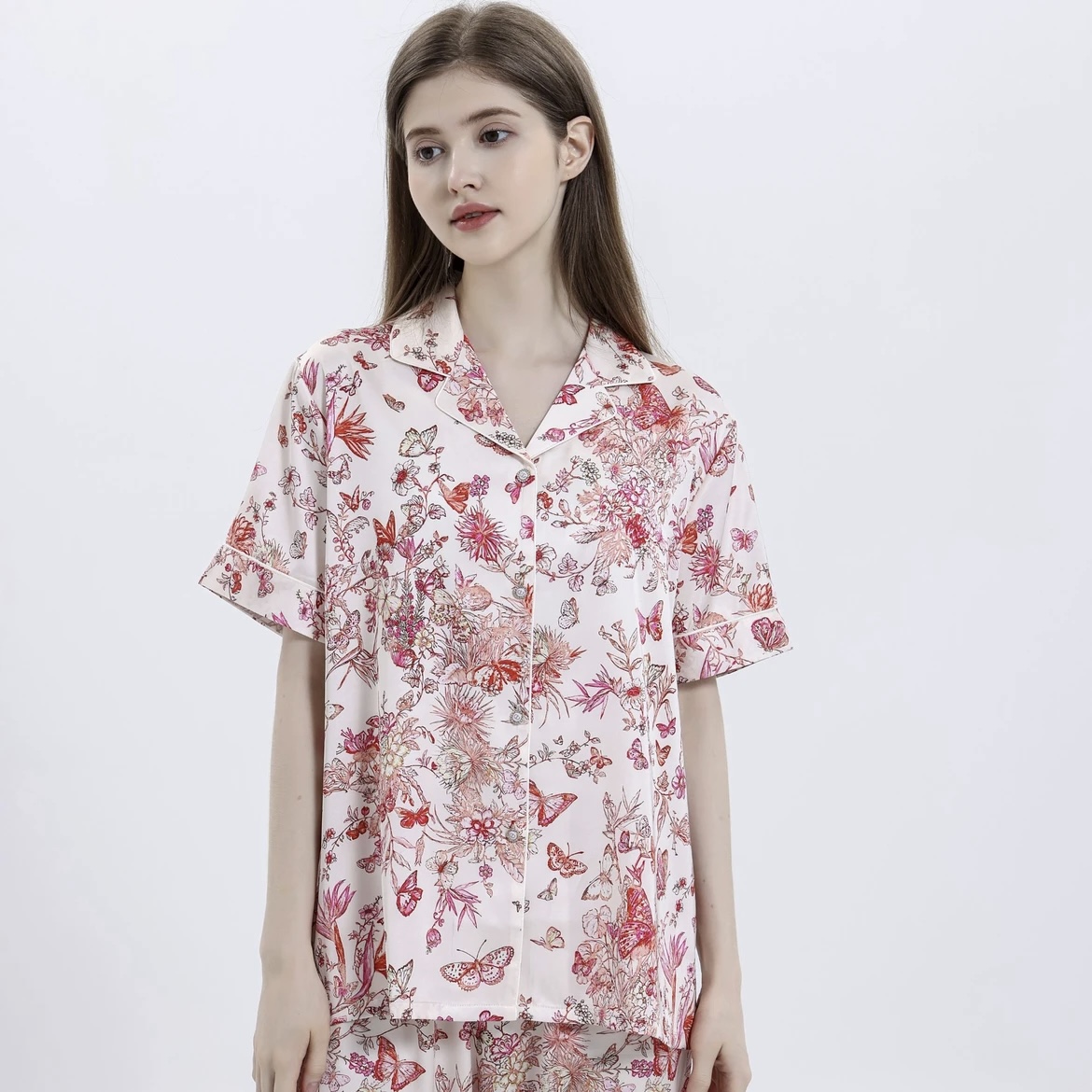 【高定三件套】睡衣夏季家居服套装女短袖甜美丝质缎面爆款可外穿