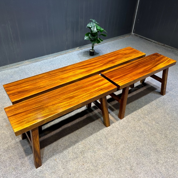 【复古条凳非洲绿心檀奥坎榫卯结构新中式家用简约长条【全实木家具