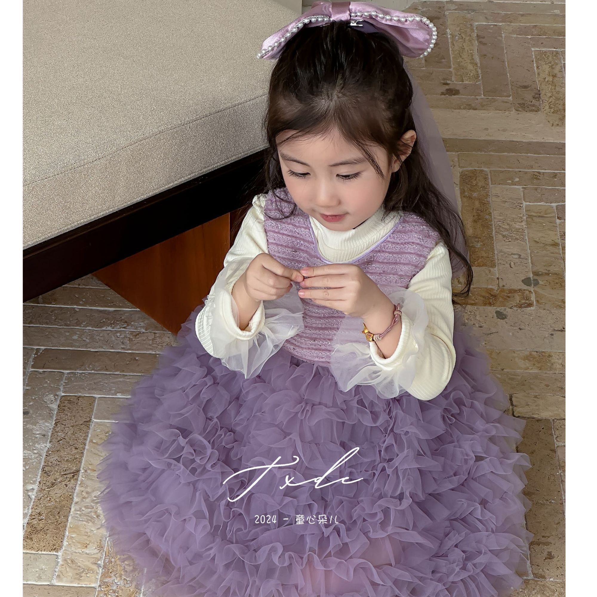 现货！超重工秋冬生日周岁套装礼服加绒小香风蛋糕公主裙（三件套）