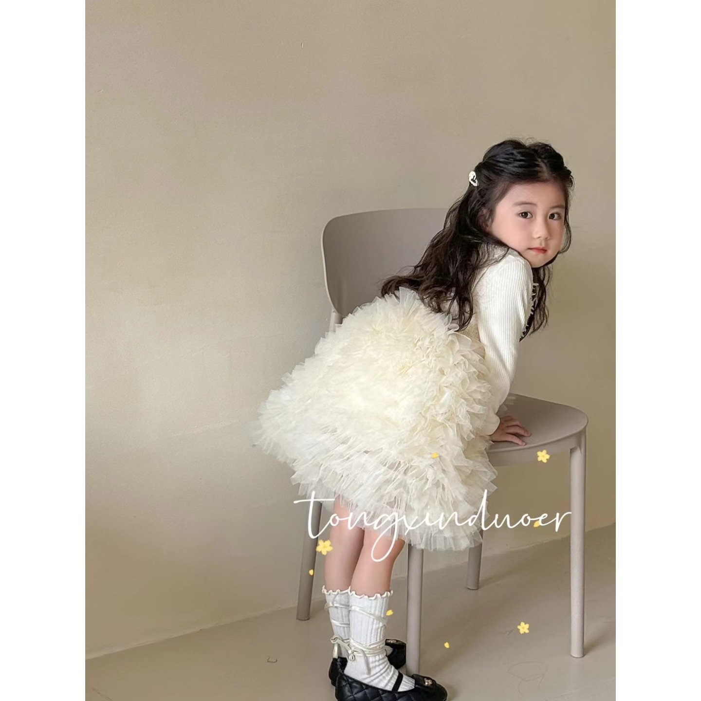 现货超重工秋冬加绒生日周岁抓周礼服裙蓬蓬小香风蛋糕公主裙