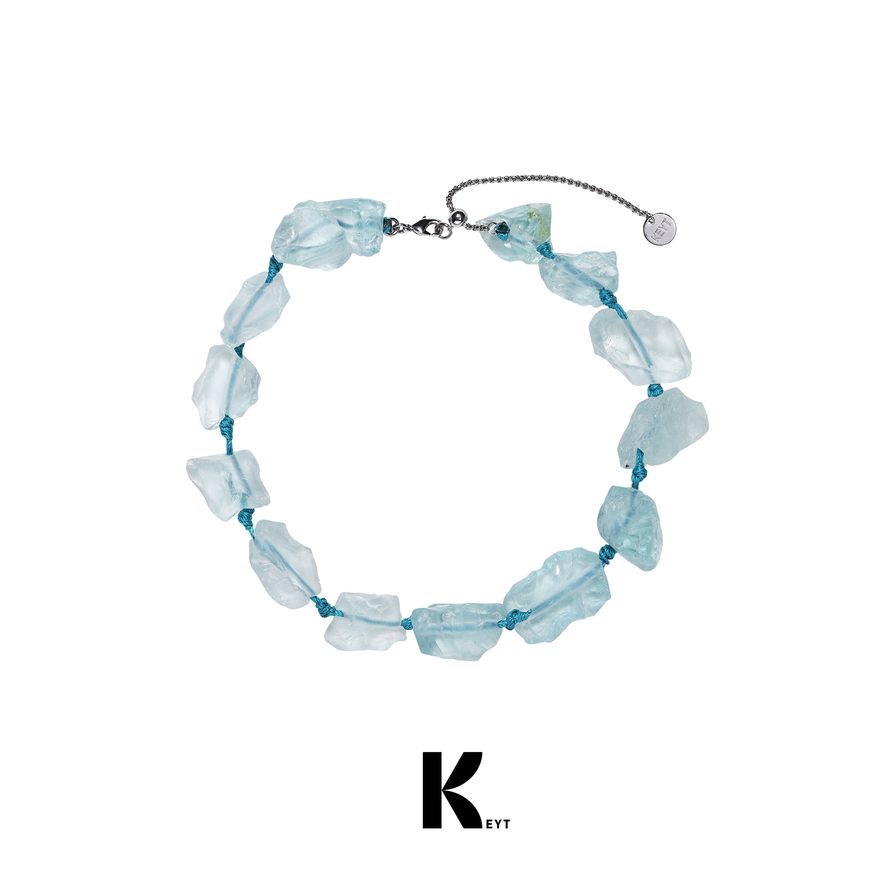 KEYT 铜合金项链 天蓝色不规则石子设计感造型项链B69