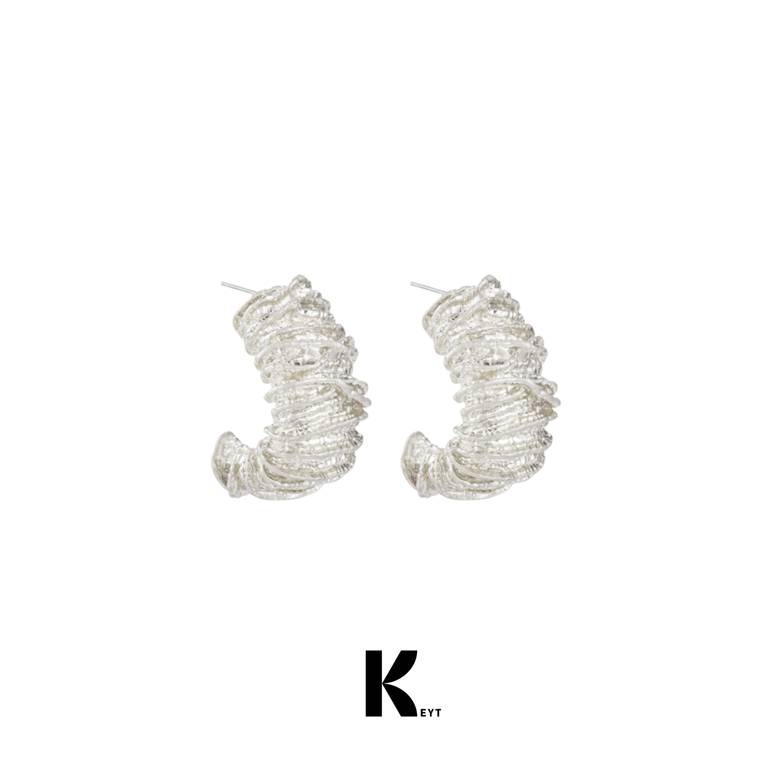 KEYT 铜合金耳饰 砂银色贝壳螺纹耳环